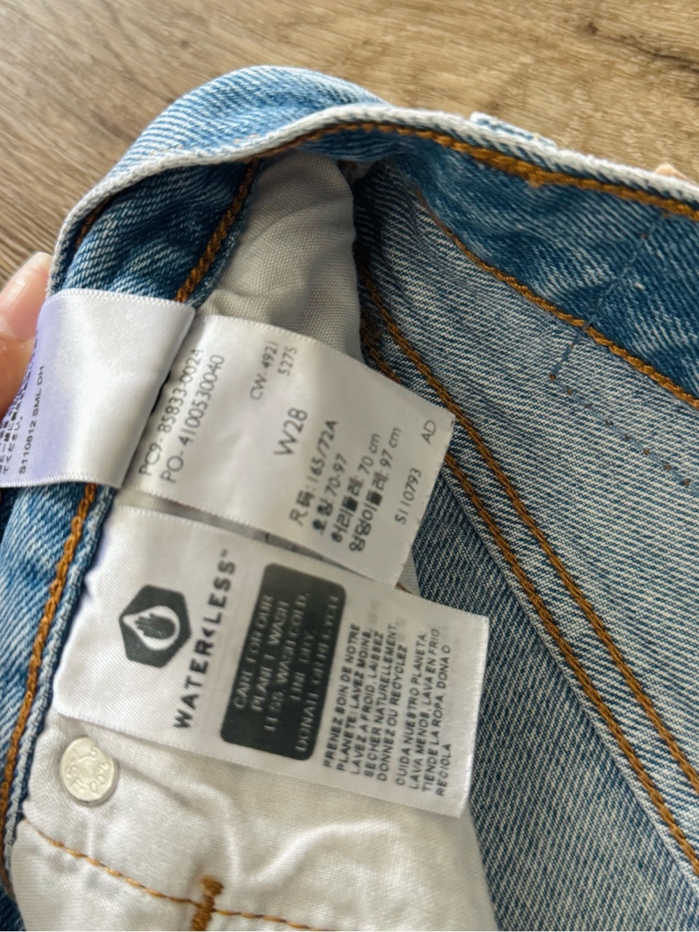 Levi's Light Blue Distressed Denim Shorts - Picture 7 of 8